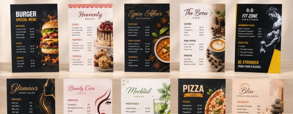 Menu Card Offset Printing in Delhi NCR